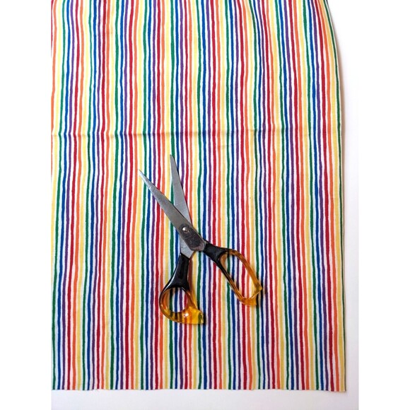 VTG 80's 90's Rainbow Stripes Cotton Fabric Primary Parade P&B Textiles 44" BTY - Picture 4 of 5